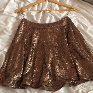 Bronze Sequin Skater Skirt